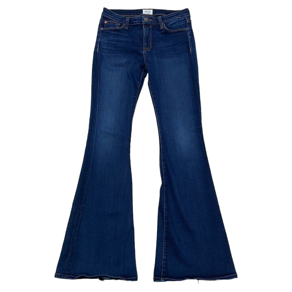 Hudson Jeans Mia 5 PKT Mid Rise Flare Distressed Blue Denim Size 28